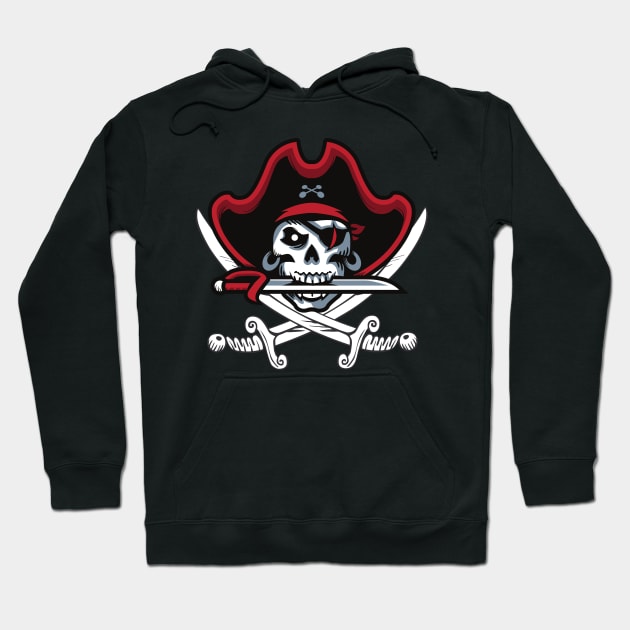 Cool Pirate Head Skull Captain Swords Crossed Hoodie by Onceer